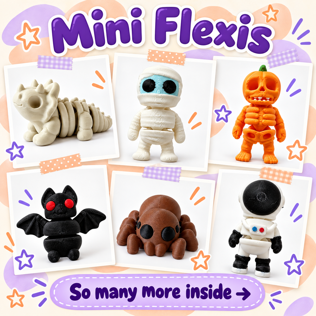 Six Mini Flexis in a playful photo collage — So many more inside