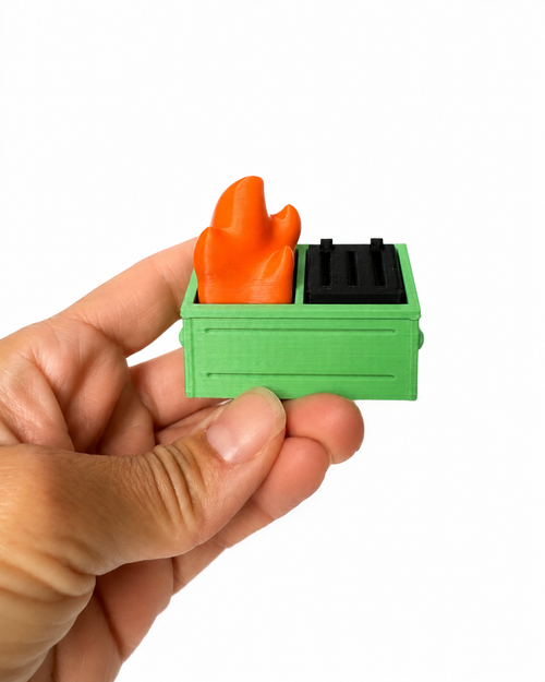 Dumpster Fire Clicker funny 2-key fidget toy