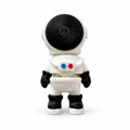 Mini Flexi Astronaut in white suit with black visor and blue and red chest buttons